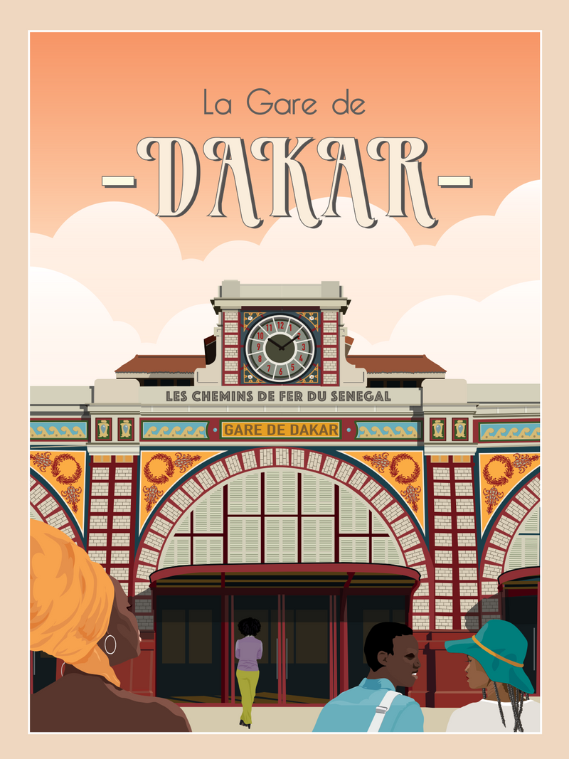 Affiche art numérique Gare de Dakar Sénégal — 02 Crea African Digital Art