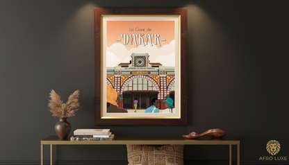 La Gare de Dakar — Affiche d'art numérique africain